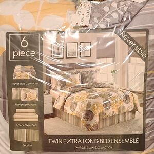 Twin Extra Long Bed Ensemble - Yellow and Gray